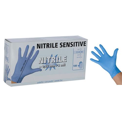 Untersuchungshandschuhe Nitril Sensitive –  blau, puderfrei